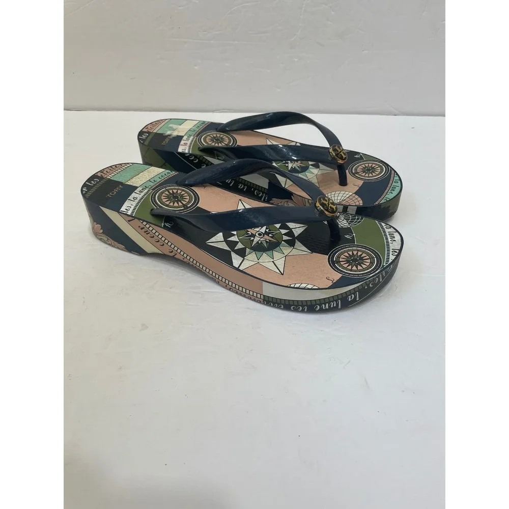 TORY BURCH GEOMETRIC CONSTELLATION WEDGE FLIP FLOPS